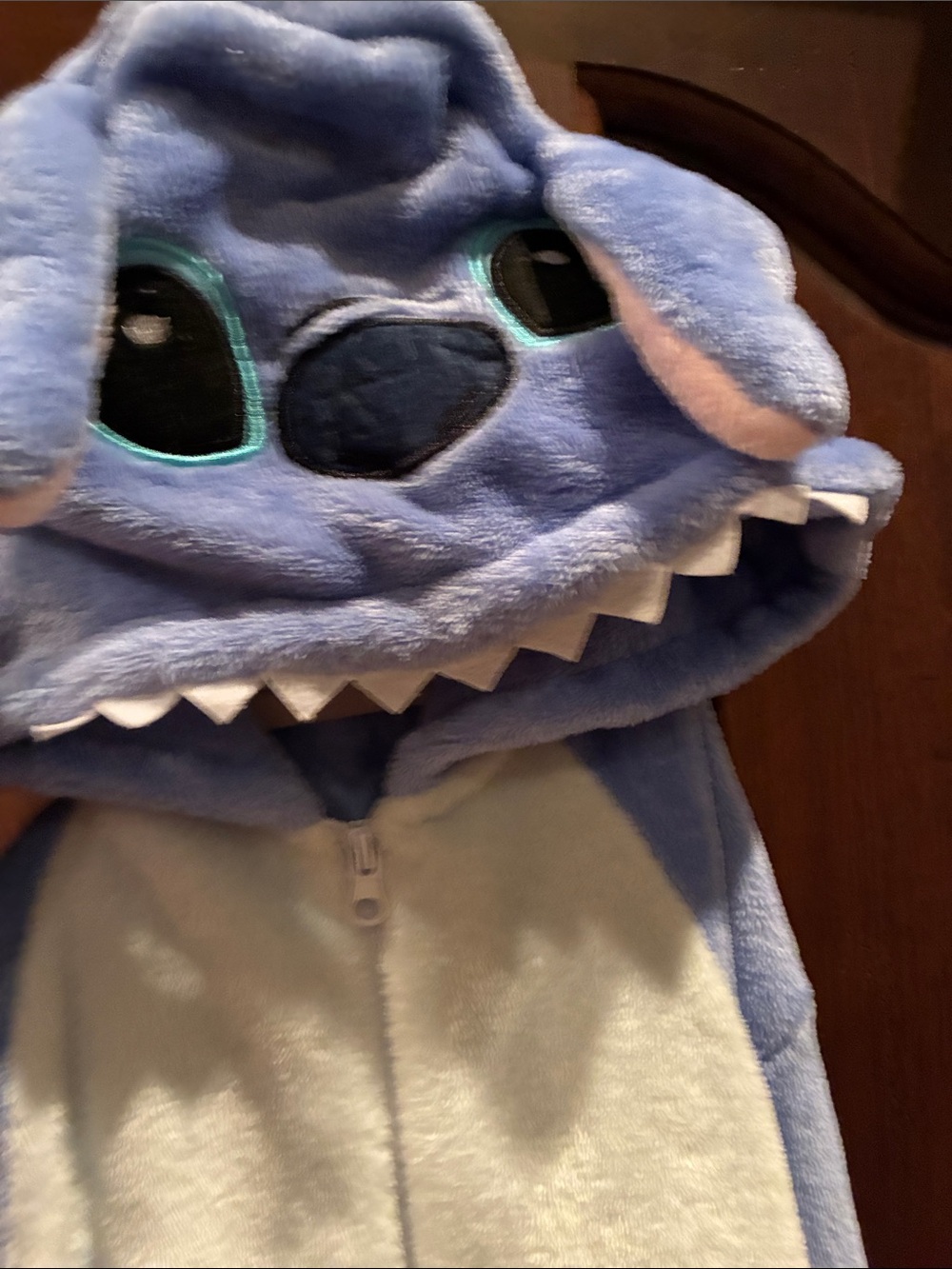 Blue Stitch-Inspired Plush Hooded Onesie